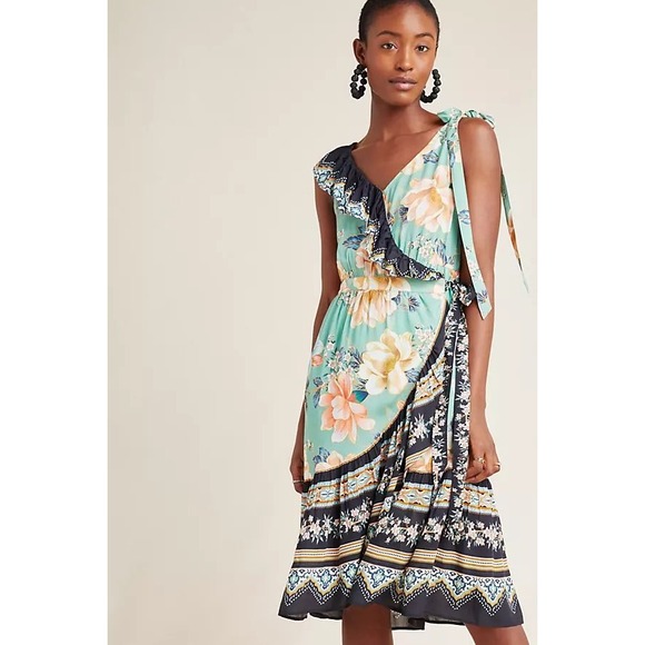 FARM Rio Dresses & Skirts - Anthropology Farm Rio Floral Print Monica Wrap Dress size XS